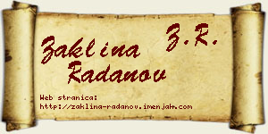 Žaklina Radanov vizit kartica
